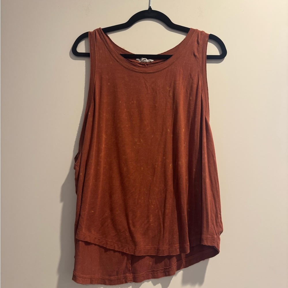 Love & Other Things Rust Sleeveless Tank Top Flowy Layered Hem Size M